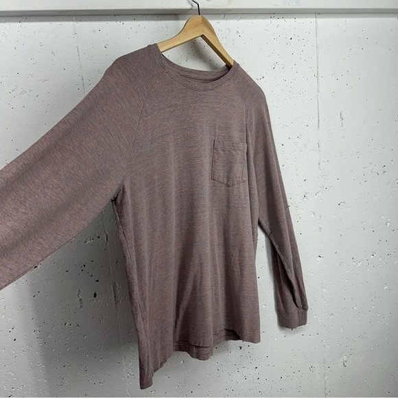 01.ALGO Men's Size Large Heather Mauve Long Sleeve Crew Neck T-Shirt - Picture 5 of 12